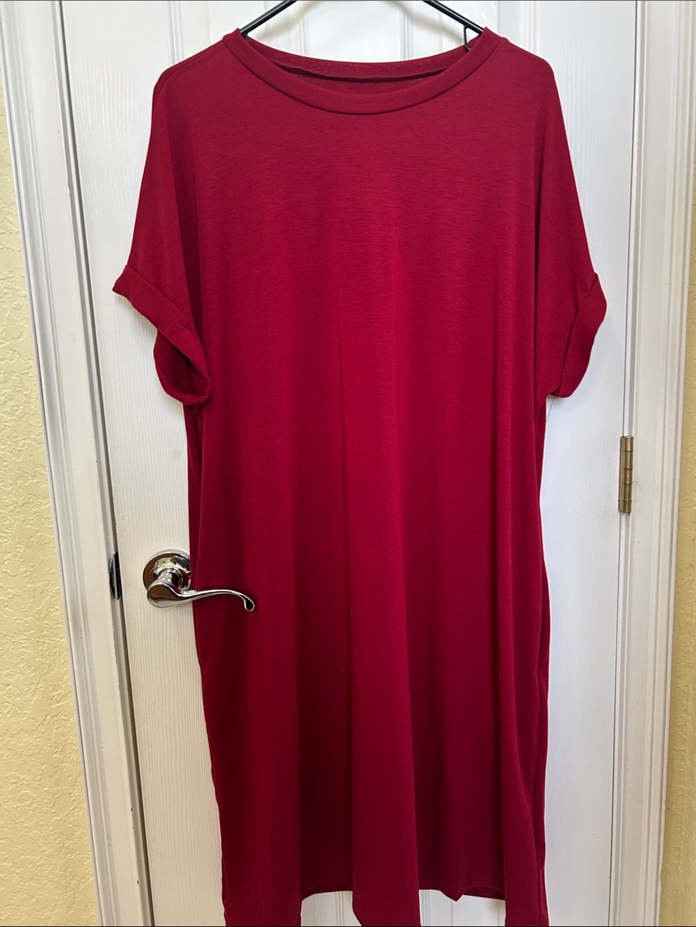 SHEIN Crimson Red Midi T-Shirt Dress